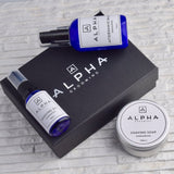 alpha grooming shave shaving gift box set sandalwood oil cream aftershave balm product Christmas present